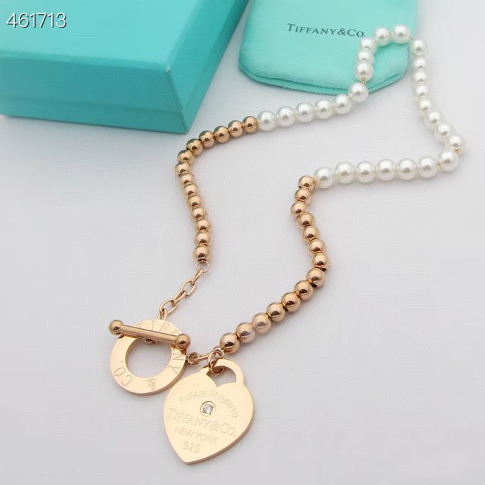TIFFANY RETURN TO TIF HEART TAF BEAD PEARL BRACELET