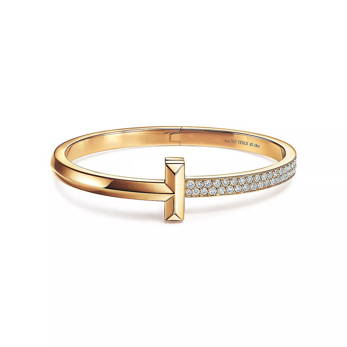 TIFFANY T1 WIDE DIAMOND HINGED BANGLE PINK GOLD
